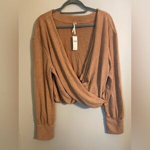 Anthropologie Brown Wrap Blouse
